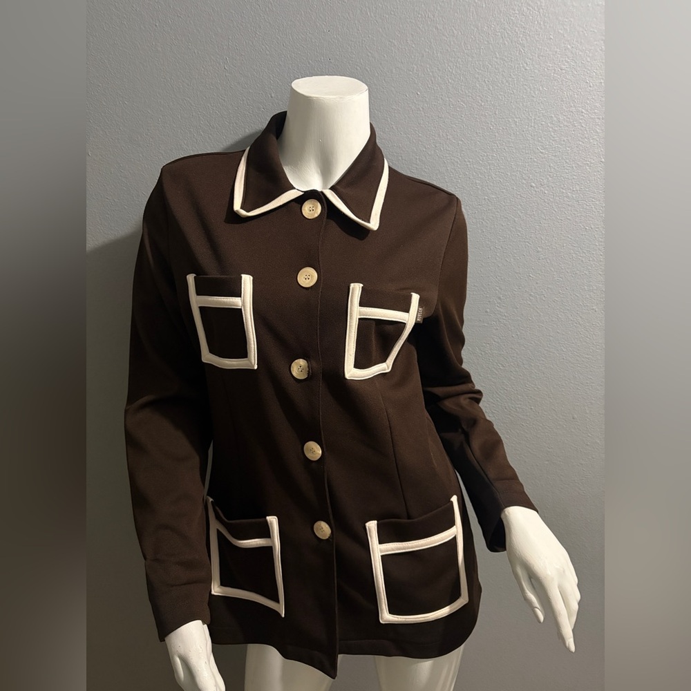 Morgan de Toi Brown Blazer with Cream Trim